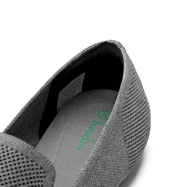 Cushioned Square Toe Knit Loafers - GREY - 5